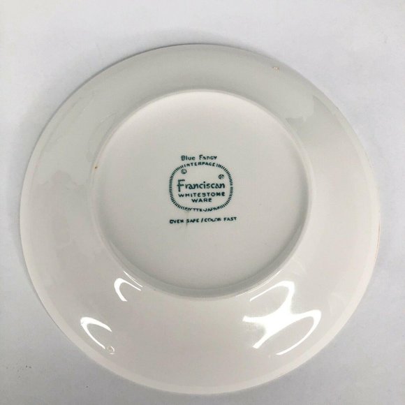3 Franciscan Blue Fancy Pattern Bread & Butter Plate 1960s Whitestone Ware VTG - Picture 3 of 6